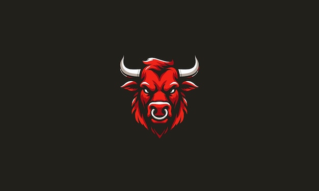 Head red bull illustrazione vettoriale mascotte design piatto