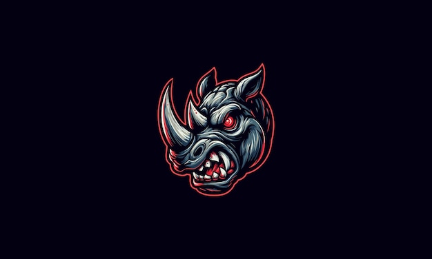 head rhino angry vector logo design