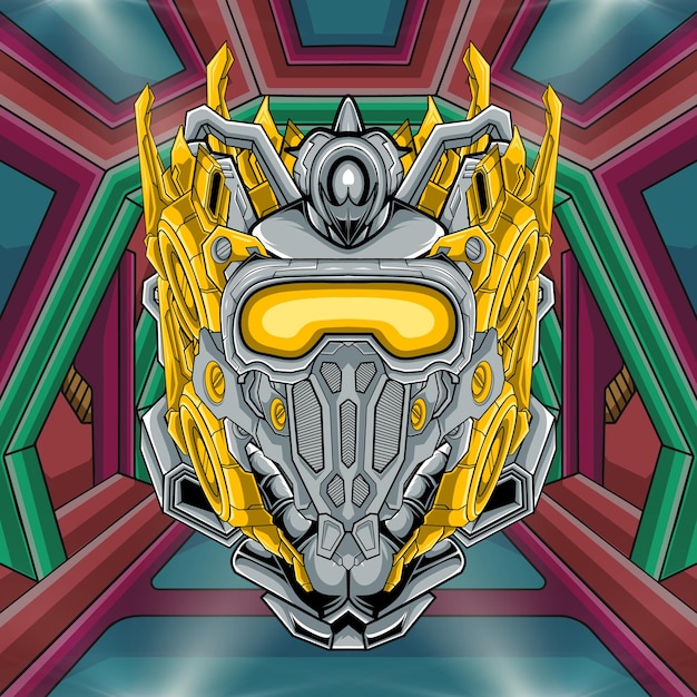 head robotic fighter artwork illustration