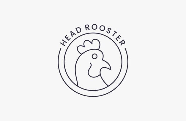 Head rooster logo vintage retro vector circle icon illustration