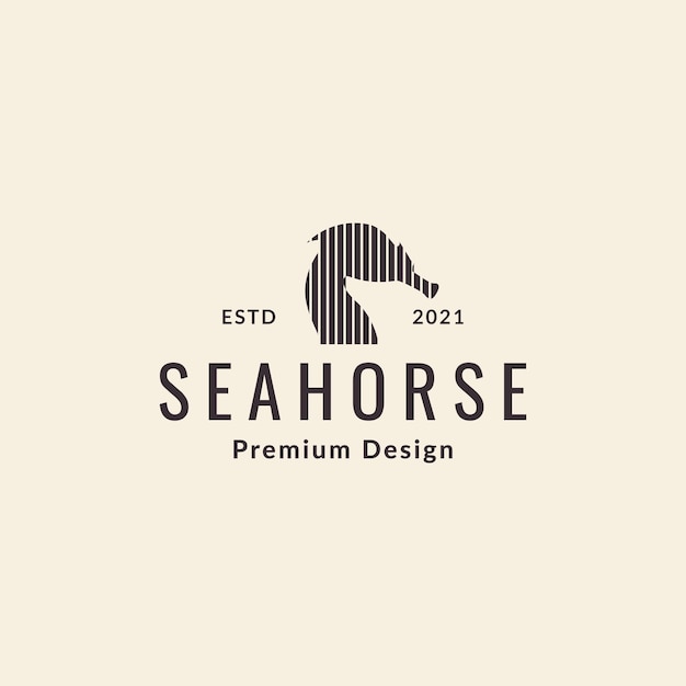 Голова морского конька винтажный логотип символ значок векторный графический дизайн иллюстрация идея креативная