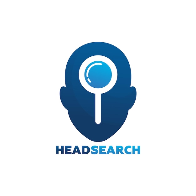 Вектор Вектор дизайна шаблона логотипа head search, эмблема, концепция дизайна, творческий символ, значок