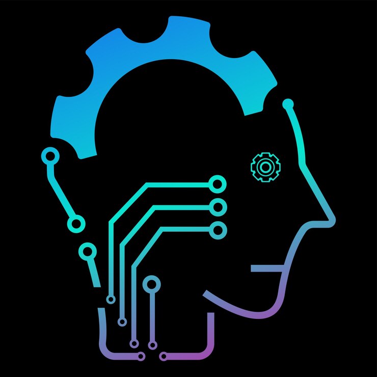 Vector a head of setting up robot gradient color vector line icons related to the field of robot and ai