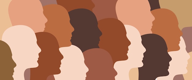 Концепция разнообразия форм головы в различных цветах кожи