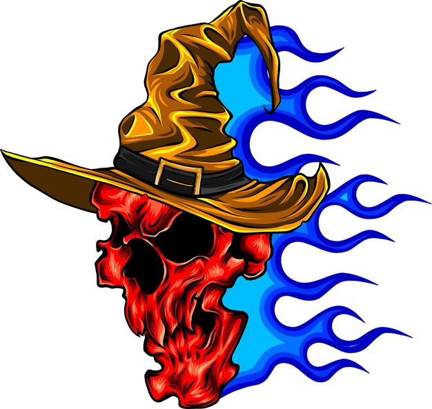 Head skull fire vector illustration