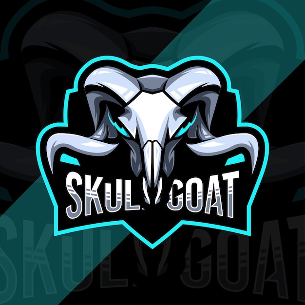 Vector head skull goat mascot logo esport template design