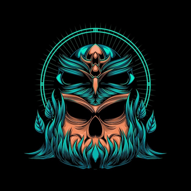 Head skull and head owl vector illustration