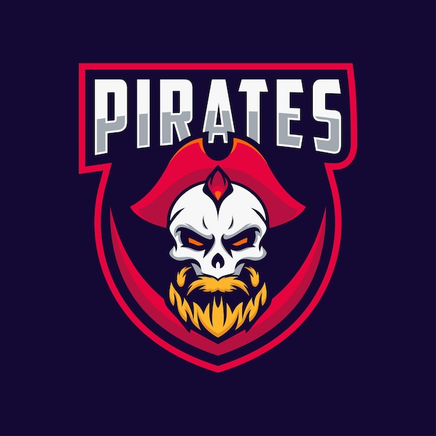 Illustrazione del logo esport del pirata del cranio della testa