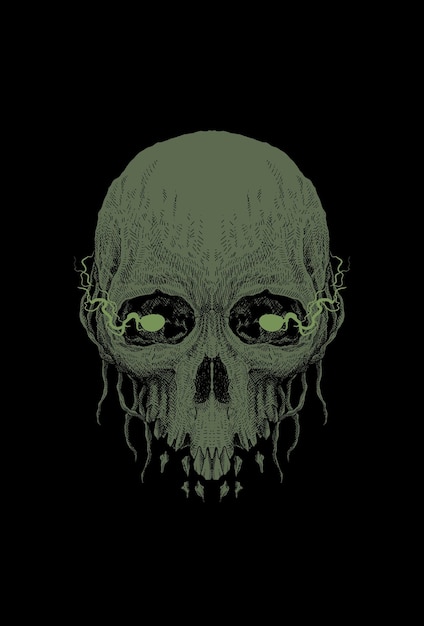 Head skull and root artwork illustration