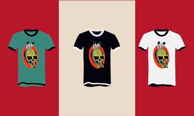 Head skull vector t shirt flat design