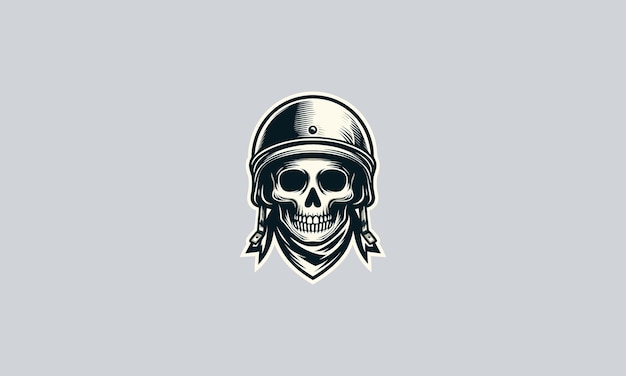 Vector head skull wearing helmet vector flat design