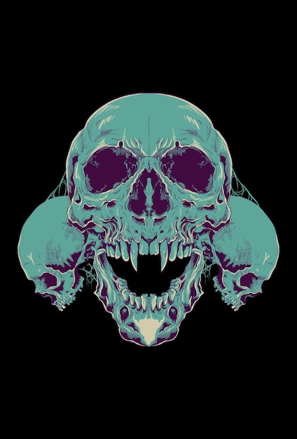 Head skulls artwork vector illustration