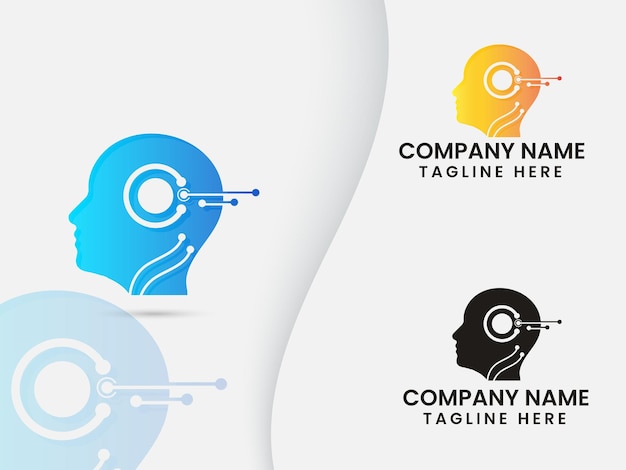 Head tech logo design Technology head logo Technology Brain logo Finance Creative Human tech