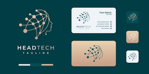 Логотип head tech, шаблон логотипа роботизированной технологии. технический логотип будет использоваться для компании