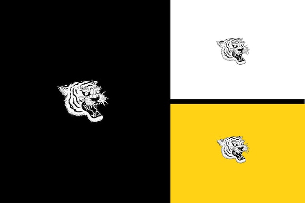 Head tiger logo vector black and white