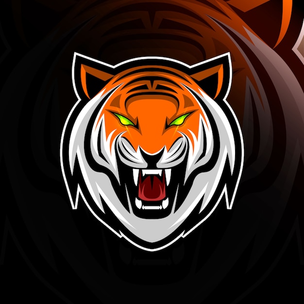 Head tiger mascot logo e-sport design