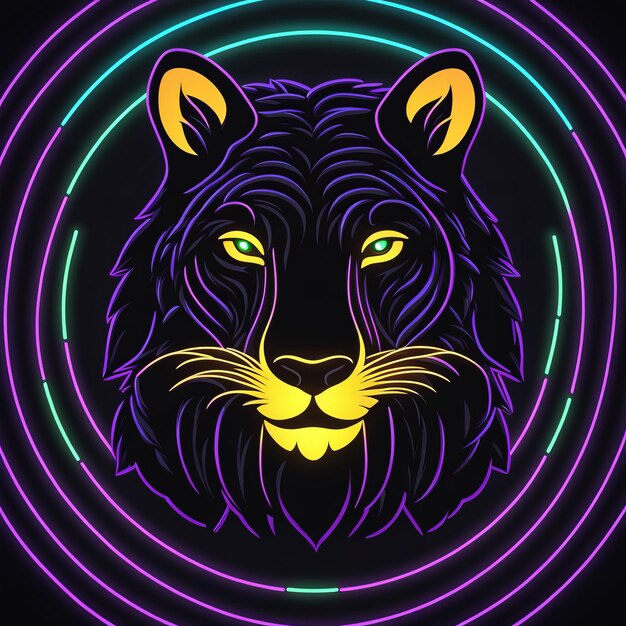 Vector head of tiger with neon lights and neon lights head of tiger with neon lights and neon lights t