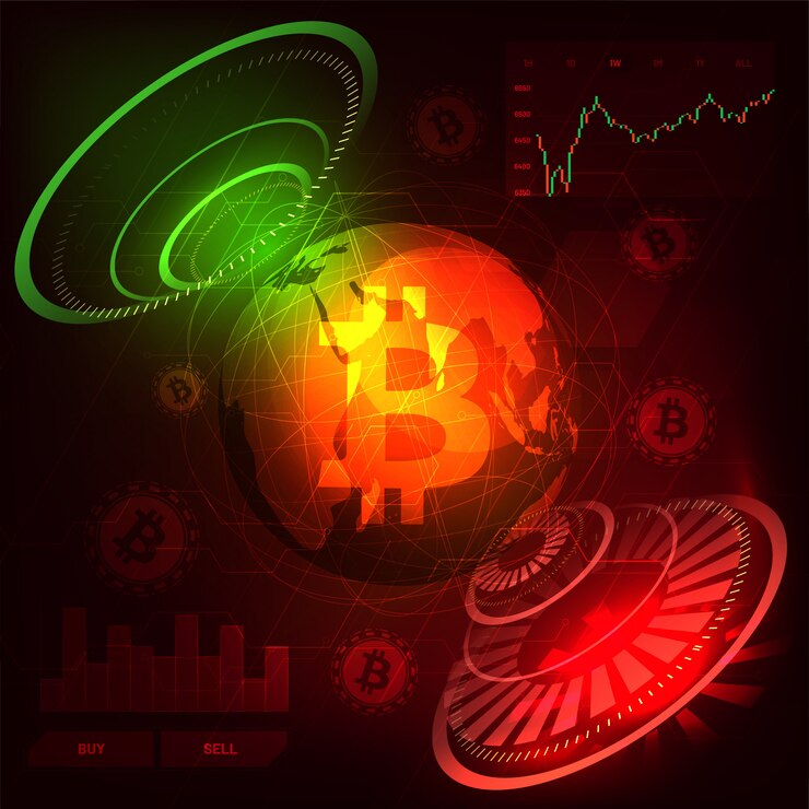 Vector head-up display of a bitcoin trading platform.