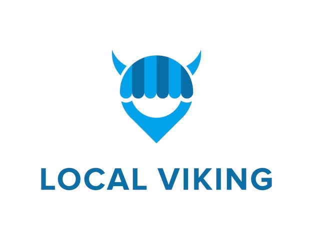 Голова викинга с булавкой и символами магазина простой элегантный современный дизайн логотипа вектор шаблон