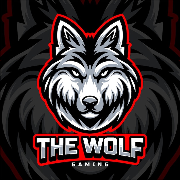 Head of white angry wolf vector esport logo illustration