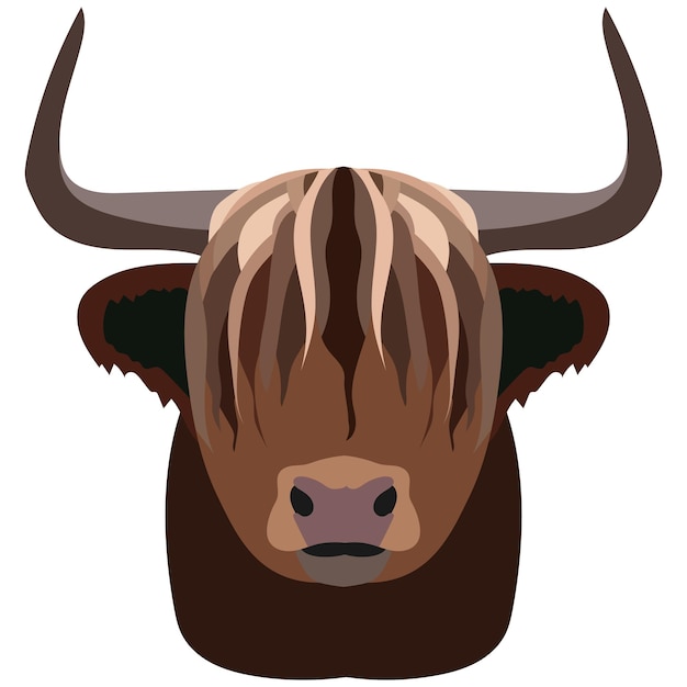 Vettore testa di uno yak selvatico ritratto di mucca bovina isolato su sfondo bianco elemento di design per logo poster carta banner emblema tshirt illustrazione vettoriale