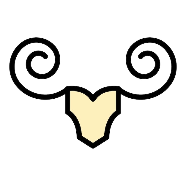 Vector head wildebeest icon outline head wildebeest vector icon color flat isolated