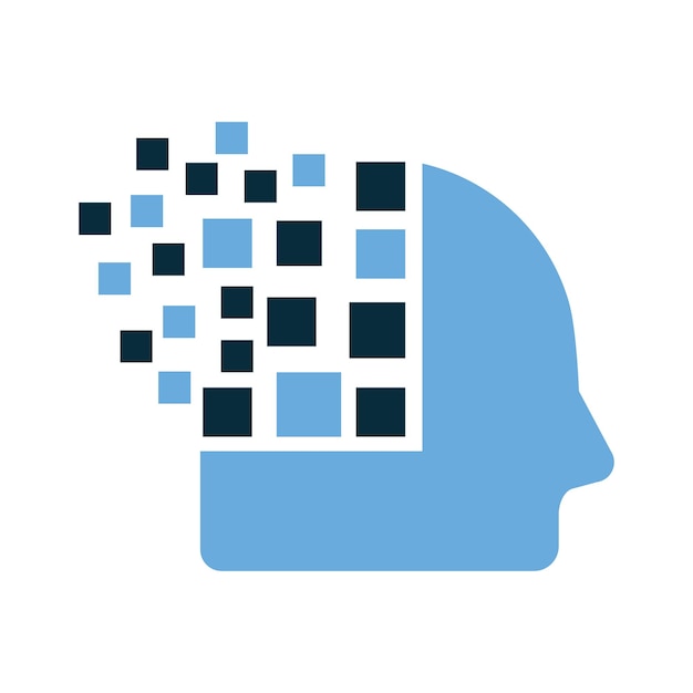 Head with brain pixel vector illustration design Human head and brain vector icon