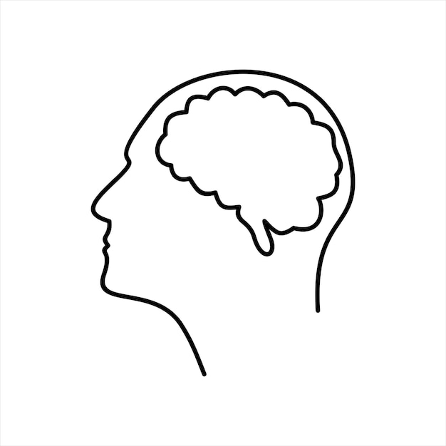 Голова с дизайном векторной иллюстрации мозга.