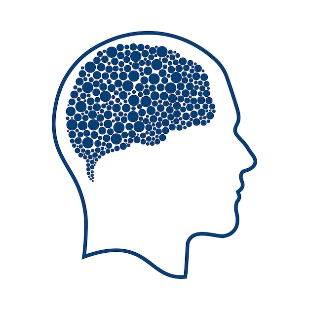 Head with bubbles brain vector illustration design Human head and bubbles brain vector icon