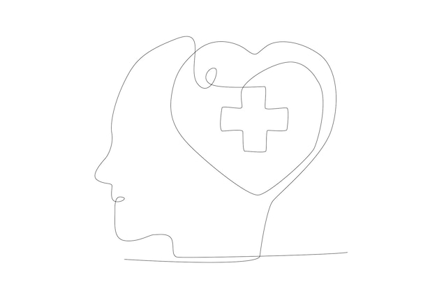 A head with a heart and cross medical symbol