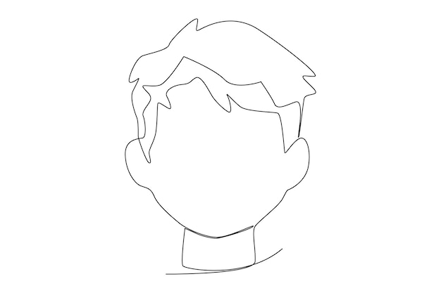 A head with messy hair human body one line art illustration