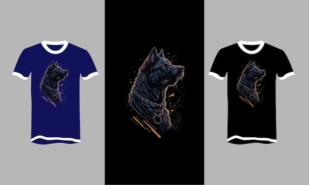 Head wolf vector illustration tshirt flat design