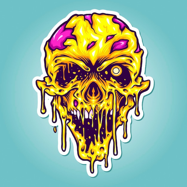 Head yellow zombie horror illustrazioni vettoriali per il tuo lavoro logo, t-shirt con merchandising mascotte, adesivi e design di etichette, poster, biglietti di auguri che pubblicizzano aziende o marchi.