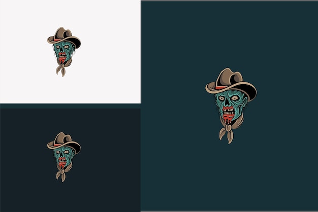 Head zombie cowboy vector illustration design