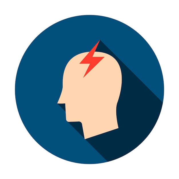 Headache circle icon. vector illustration with long shadow. medical item.