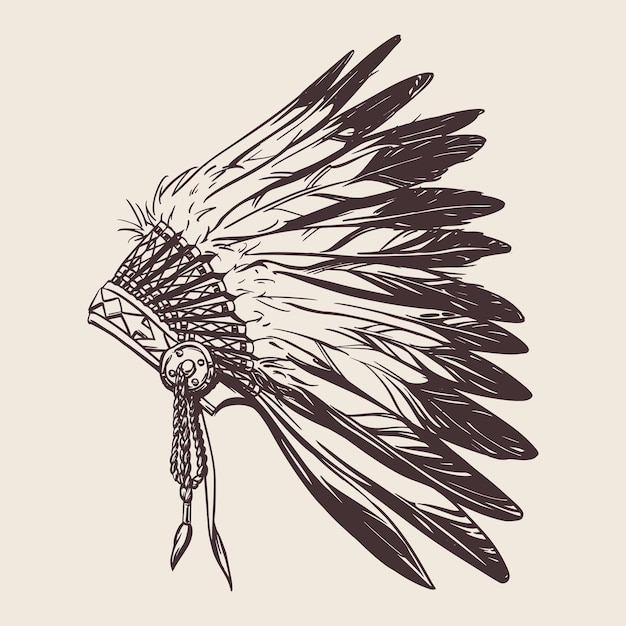 Headdress of indian chiefs in hand drow style for print and design vector illustration