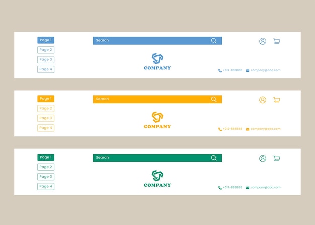 Vector header design in vector format. search button included. set of website ui ux design concept.