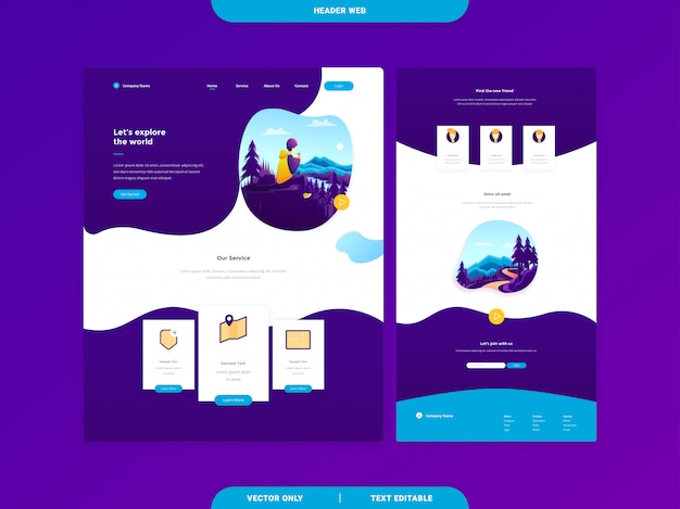 Header web landing page templates