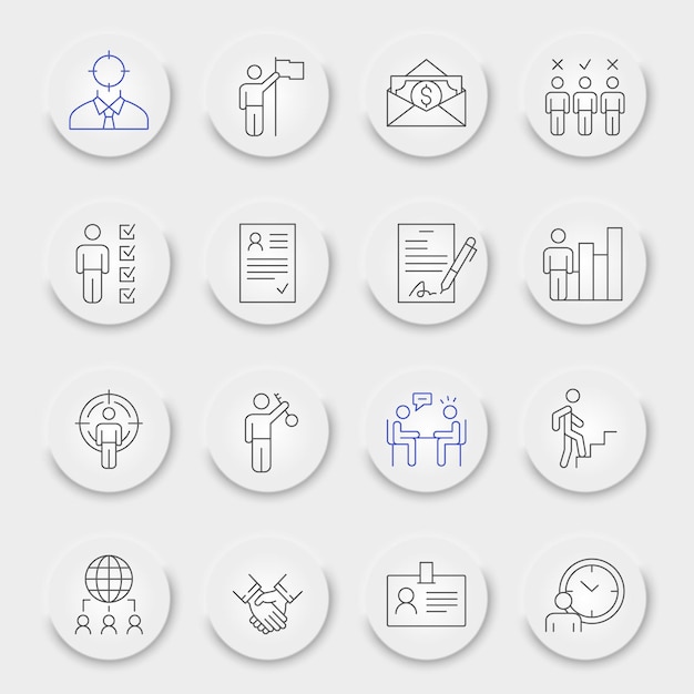 Headhunting lijn icon set