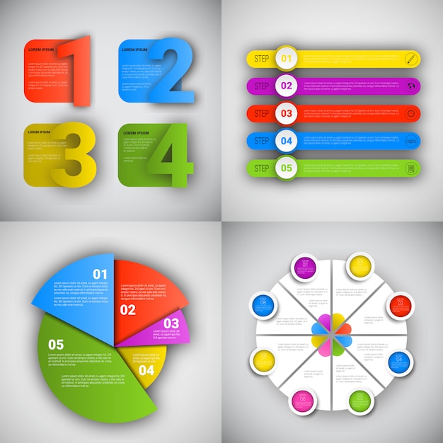 제목 Infographic 세트 디자인 비즈니스 데이터 그래픽 컬렉션 프레젠테이션 복사 공간