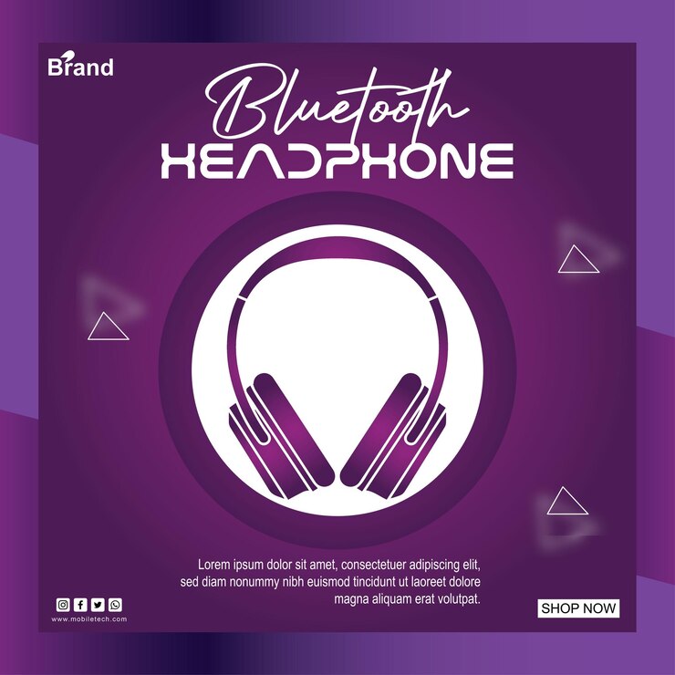 Vector headphone brand product social media instagram banner template