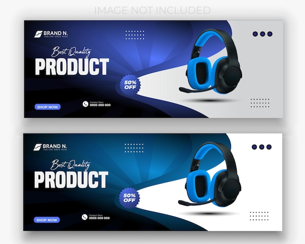 Vector headphone brand product social media and promotion devices post template