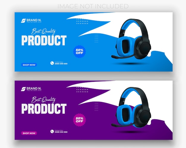 Headphone brand product social media and promotion devices post template