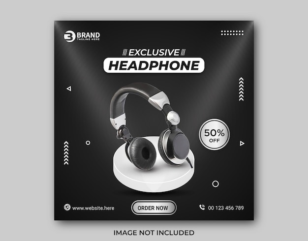 Headphone brand promotion instagram social media banner templates design