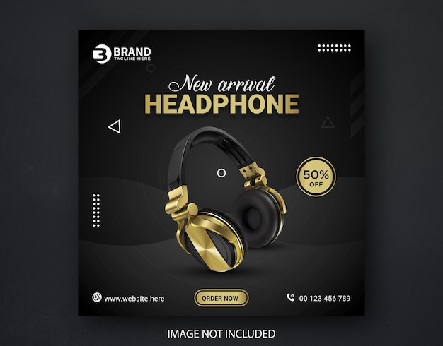 Headphone brand promotion instagram social media banner templates design