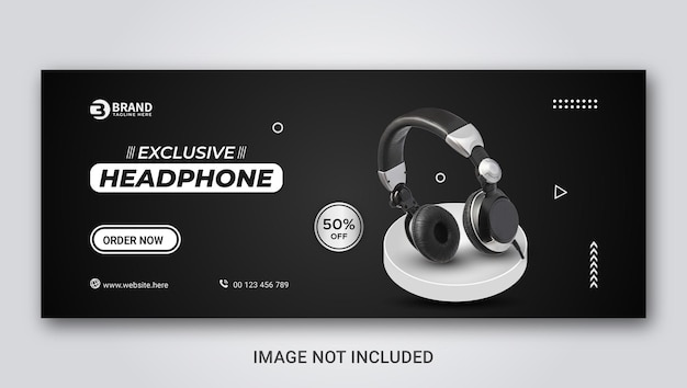 Headphone brand promotion social media cover banner templates design