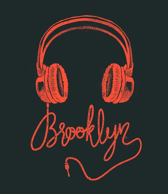 Headphone brooklyn hand drawing