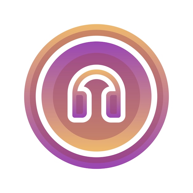 Headphone coin gradient logo design template icon