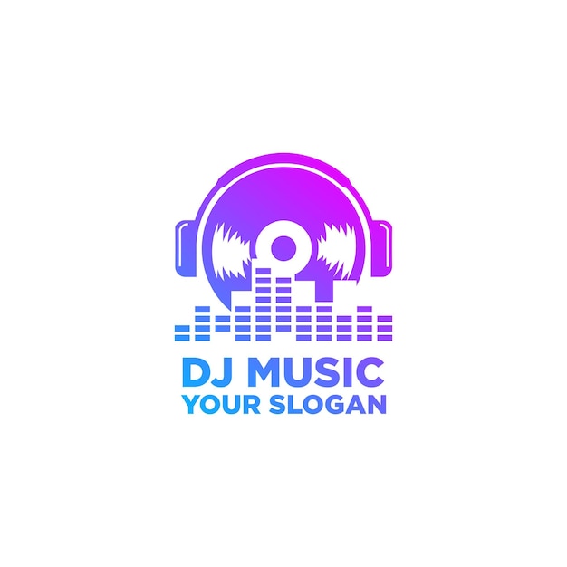 헤드폰 DJ 음악 스튜디오 녹음 사운드웨이브 로고 디자인 영감