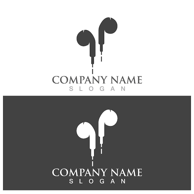 Headphone earphone logo and vetor template